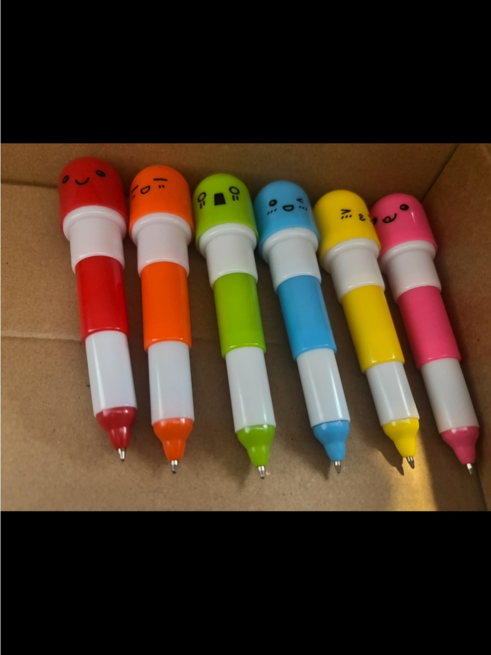 Set of 6 Cute Multicolor Character Grip Ballpoint Pens